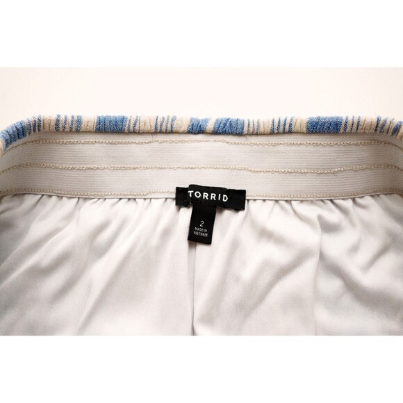 Torrid womens lined blue white striped skirt 2 2X linen tennis - Picture 3 of 7